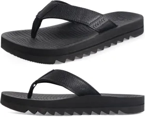 COFACE Flip Flops for Men with Arch Support Mens Sport Beach Thong-Sandals Outdoor 2025 Summer Leather Sandal for Man
