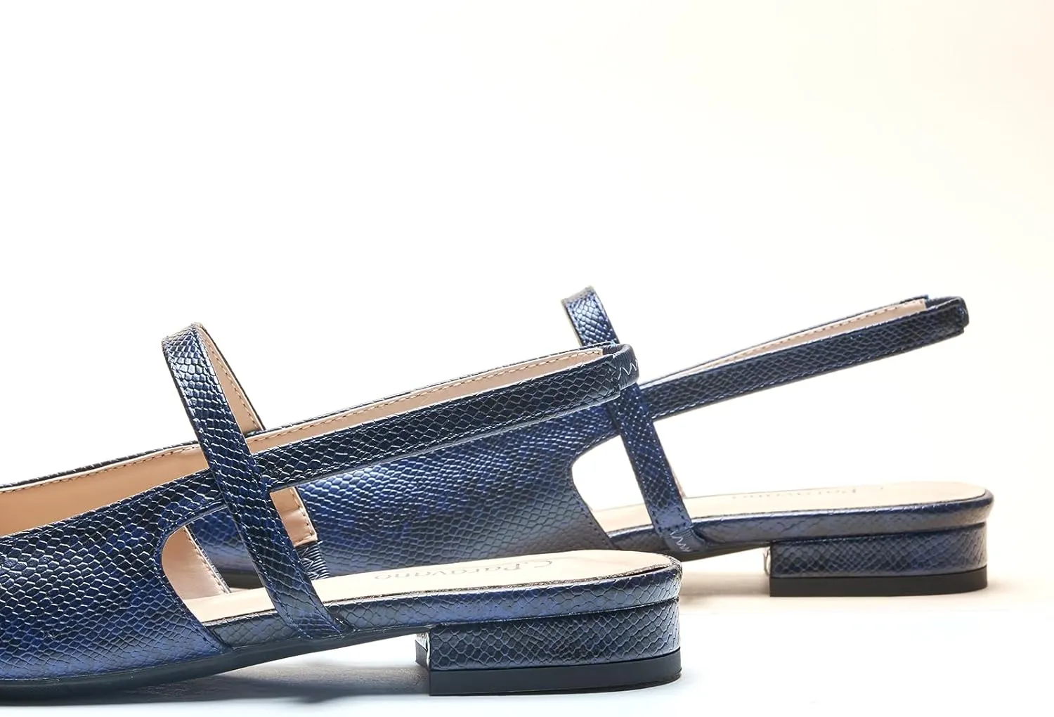 C.Paravano Women's Slingback Flats & Heels - Pointed Toe, Ankle Strap, Comfortable Leather Dress Shoes