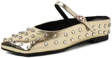 Crystal Rhinestone Ballet Flats for Women Diamond Mesh Round Toe Flat Slip On Low Heeled Flat Shoes Casual Dress Shoes