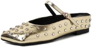 Crystal Rhinestone Ballet Flats for Women Diamond Mesh Round Toe Flat Slip On Low Heeled Flat Shoes Casual Dress Shoes