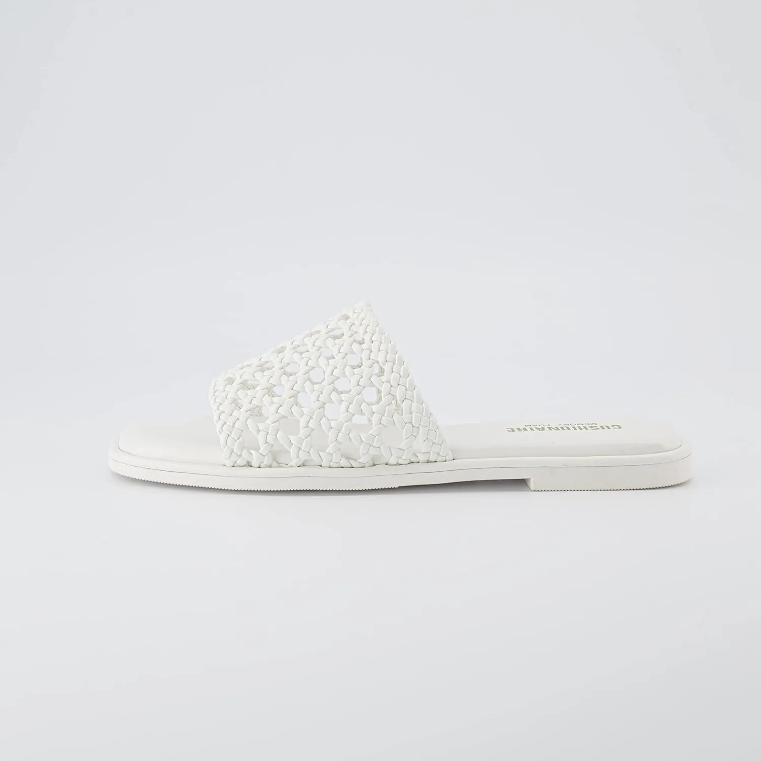 CUSHIONAIRE Women's Temptest basket weave slide sandal  Memory Foam, Wide Widths Available