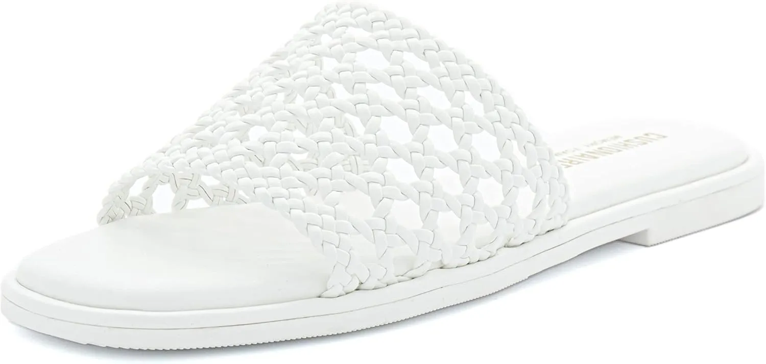 CUSHIONAIRE Women's Temptest basket weave slide sandal  Memory Foam, Wide Widths Available