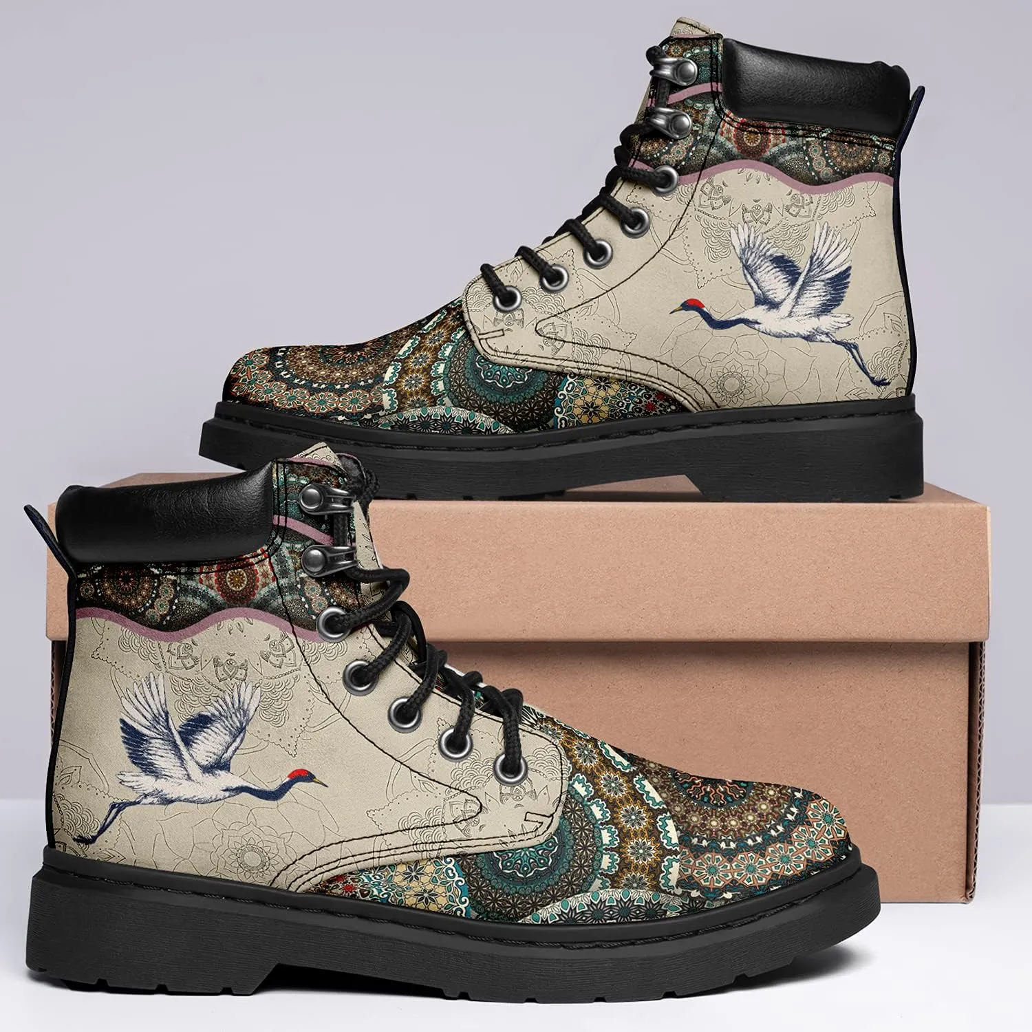 Custom Flower Mandala Animal Print Boots for Women Fashion Boots Winter Boots for Girl Lady
