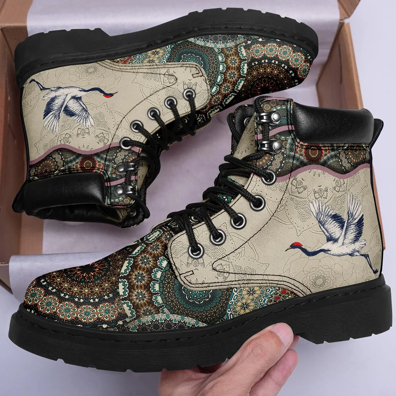 Custom Flower Mandala Animal Print Boots for Women Fashion Boots Winter Boots for Girl Lady