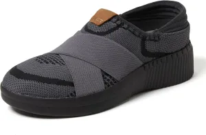 Dearfoams Women's Livie Machine Washable X Strap Knit Sneaker