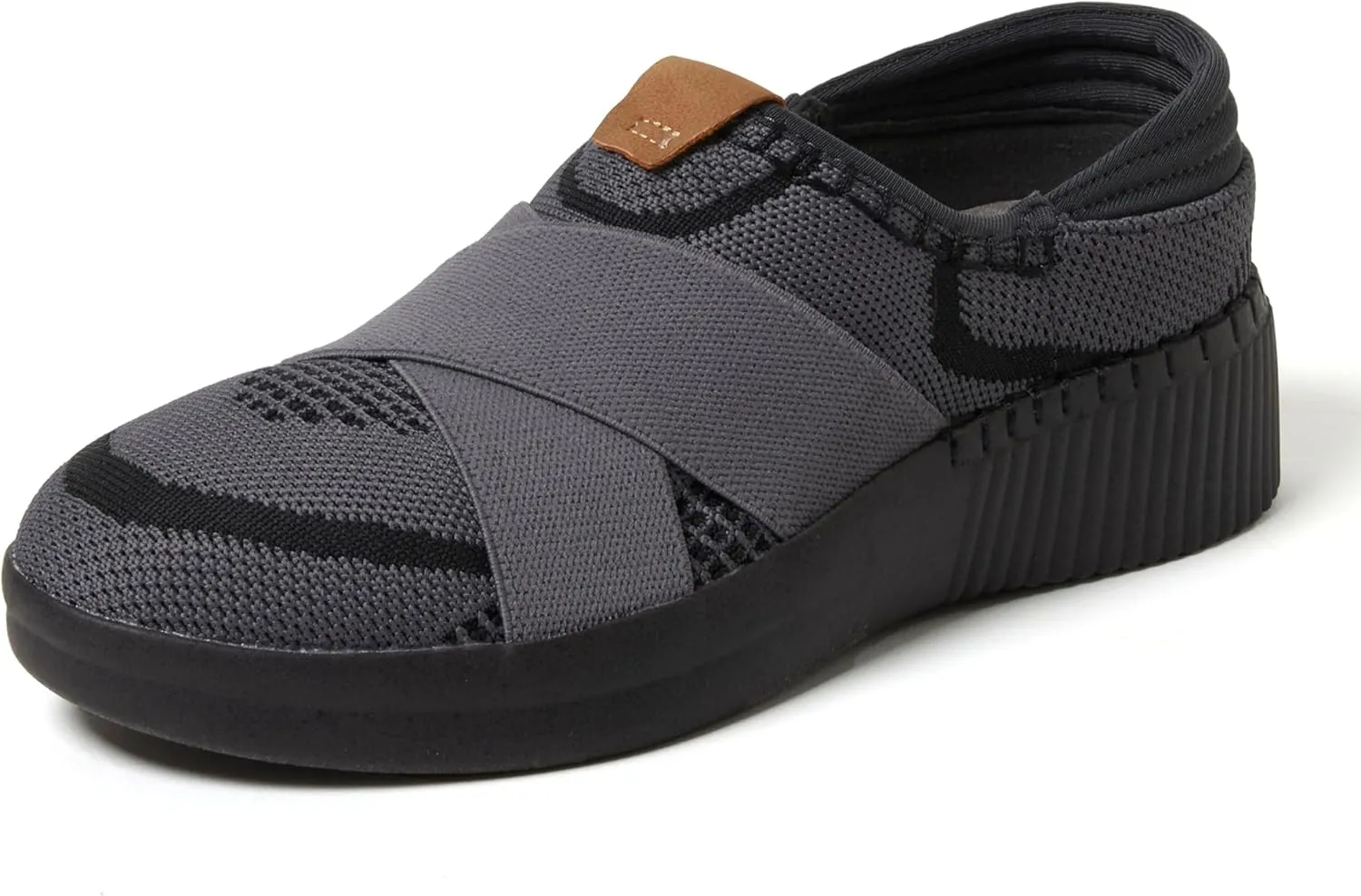 Dearfoams Women's Livie Machine Washable X Strap Knit Sneaker