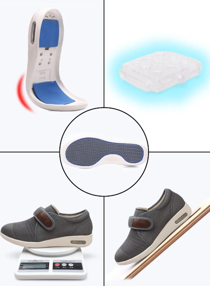 Diabetic Sandals Adjustable Edema Shoes Orthopedic Slippers for Elderly Arthritis Edema Swollen Feet Thumb Valgus Plantar Fasciitis Shoes Slip On Walking Sneakers Running Sneakers (Color : Black, Si