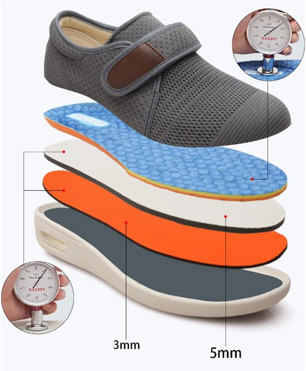 Diabetic Sandals Adjustable Edema Shoes Orthopedic Slippers for Elderly Arthritis Edema Swollen Feet Thumb Valgus Plantar Fasciitis Shoes Slip On Walking Sneakers Running Sneakers (Color : Black, Si