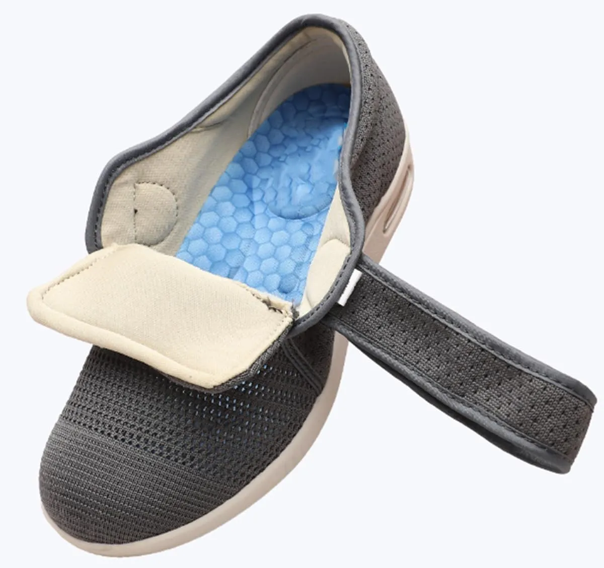Diabetic Sandals Adjustable Edema Shoes Orthopedic Slippers for Elderly Arthritis Edema Swollen Feet Thumb Valgus Plantar Fasciitis Shoes Slip On Walking Sneakers Running Sneakers (Color : Black, Si