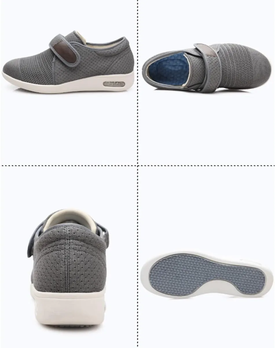 Diabetic Sandals Adjustable Edema Shoes Orthopedic Slippers for Elderly Arthritis Edema Swollen Feet Thumb Valgus Plantar Fasciitis Shoes Slip On Walking Sneakers Running Sneakers (Color : Black, Si