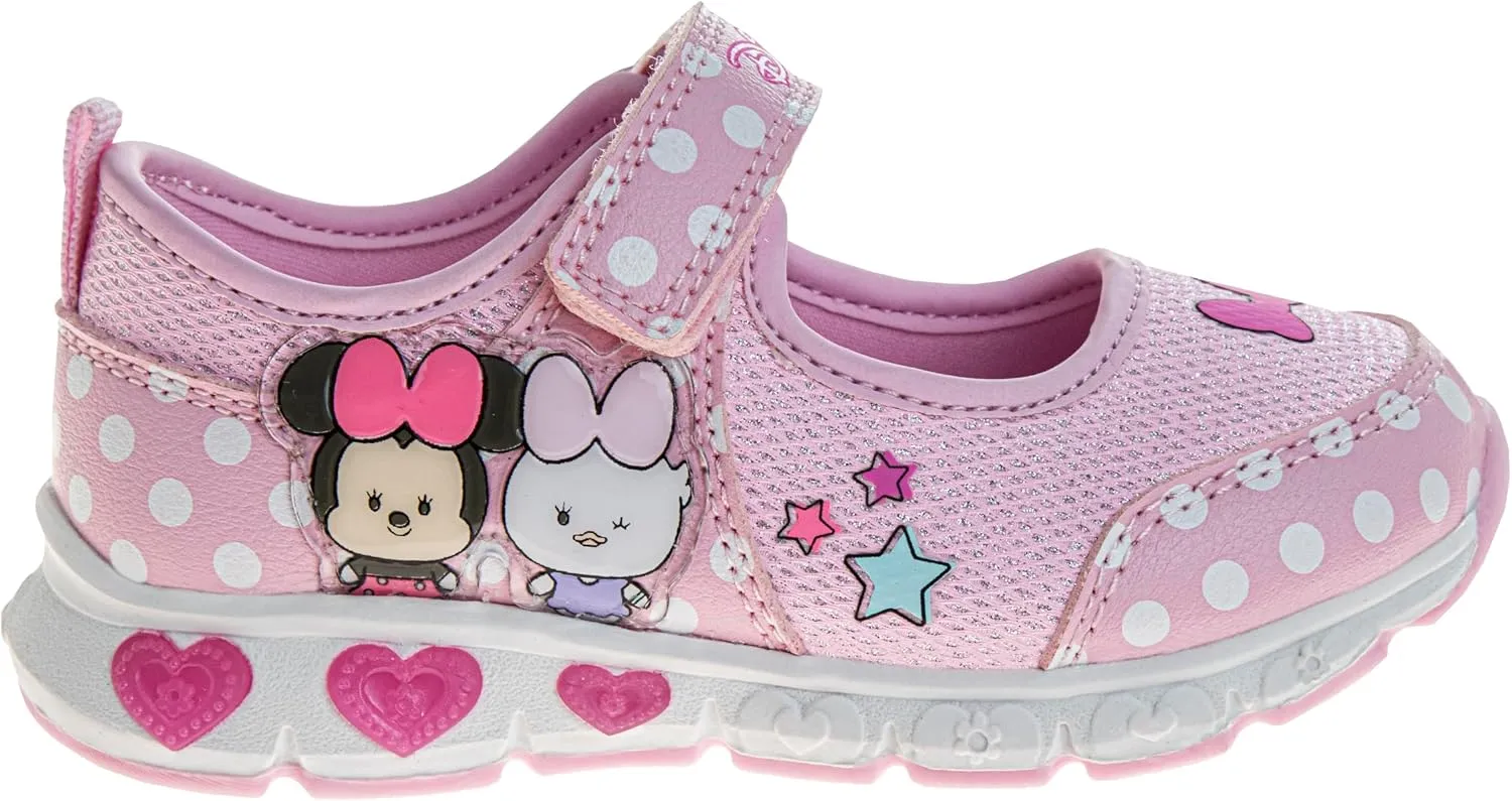 Disney Princess and Minnie Mary Jane Sandals for Girls - Strap Floral Shoes Light-Up Sneakers for Girls - Size Toddler to Little Kids
