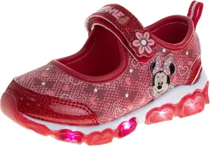 Disney Princess and Minnie Mary Jane Sandals for Girls - Strap Floral Shoes Light-Up Sneakers for Girls - Size Toddler to Little Kids