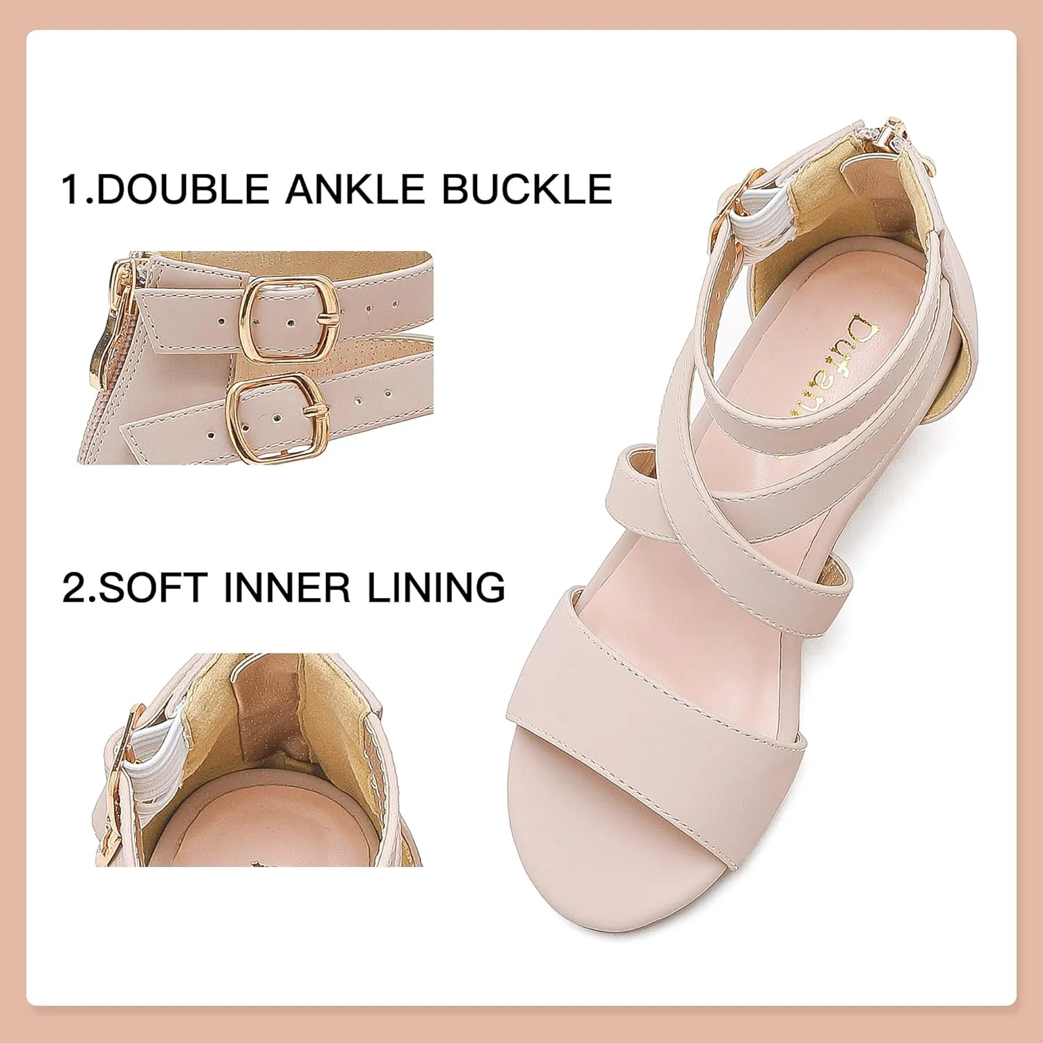 Dufannie Toddler Little Big Kid High Heels Flower Girls Party Dress Shoes Glitter Pump Sandals