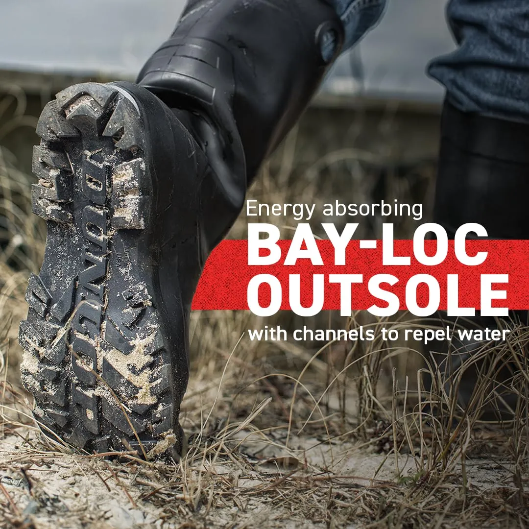 DUNLOP Protective Footwear, Chesapeake Steel Toe, 100% Waterproof, Lightweight, Industrial and Construction PVC Boots, Slip Resistant, 8677677.12, Size 12 US, Black