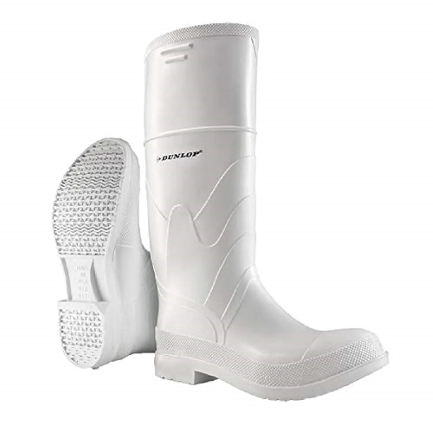 DUNLOP Protective Footwear, Plain Toe White Safety Lock, 100% Waterproof PVC, Lightweight and Durable Protective Footwear, Slip-Resistant, 8101100.09, Size 9 US