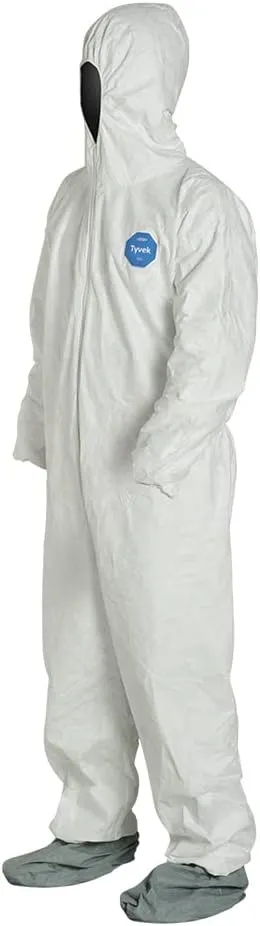 DuPont Tyvek 400 TY122S Disposable Protective Coverall Hood, Boots
