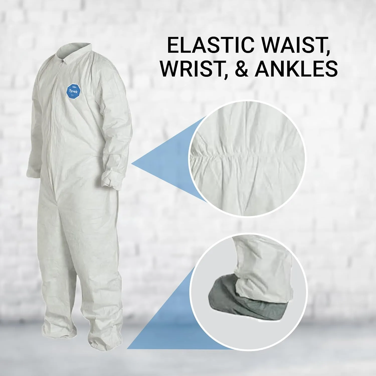 DuPont Tyvek 400 TY125S Disposable Protective Coverall with Elastic Cuffs, White, X-Large (Pack of 25)