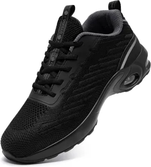 DYKHMILY Steel Toe Shoes for Men Lightweight Work Shoes Comfortable Safety Shoes Air Cushion Construction Shoes