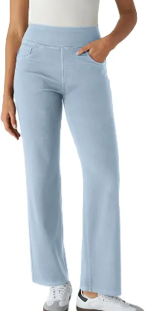 Easetrousers - High Waisted Multi-Pocket Straight Leg Stretchy Pants,Women's Fashion Casual Loose Wide-Leg Trousers