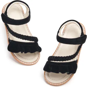 ESTINE Toddler/Little Kid Girls Dress Cross Strappy Open Toe Sandals Princess Flats Summer Flower Girl Shoes