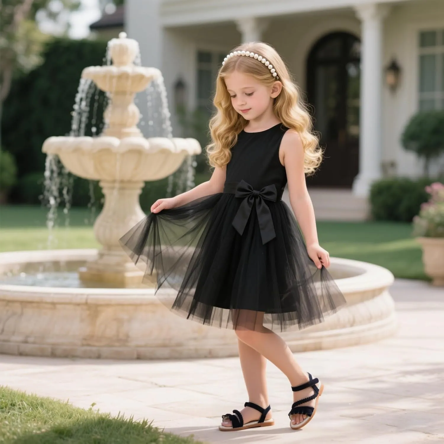 ESTINE Toddler/Little Kid Girls Dress Cross Strappy Open Toe Sandals Princess Flats Summer Flower Girl Shoes