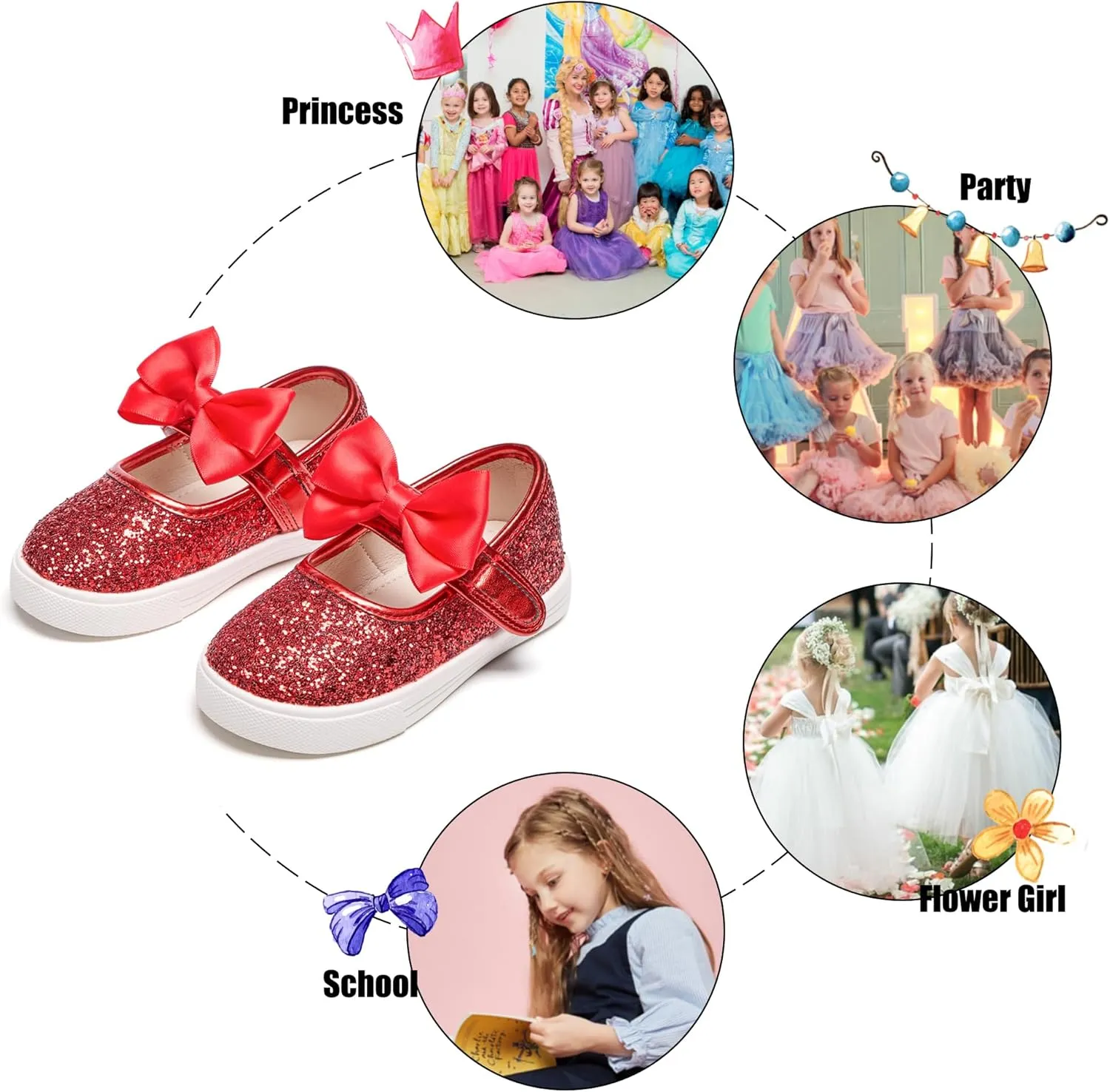 Felix & Flora Toddler/Little Kid Girls Running Shoes Glitter Sneakers Princess Fashion Casual Sports Shoes