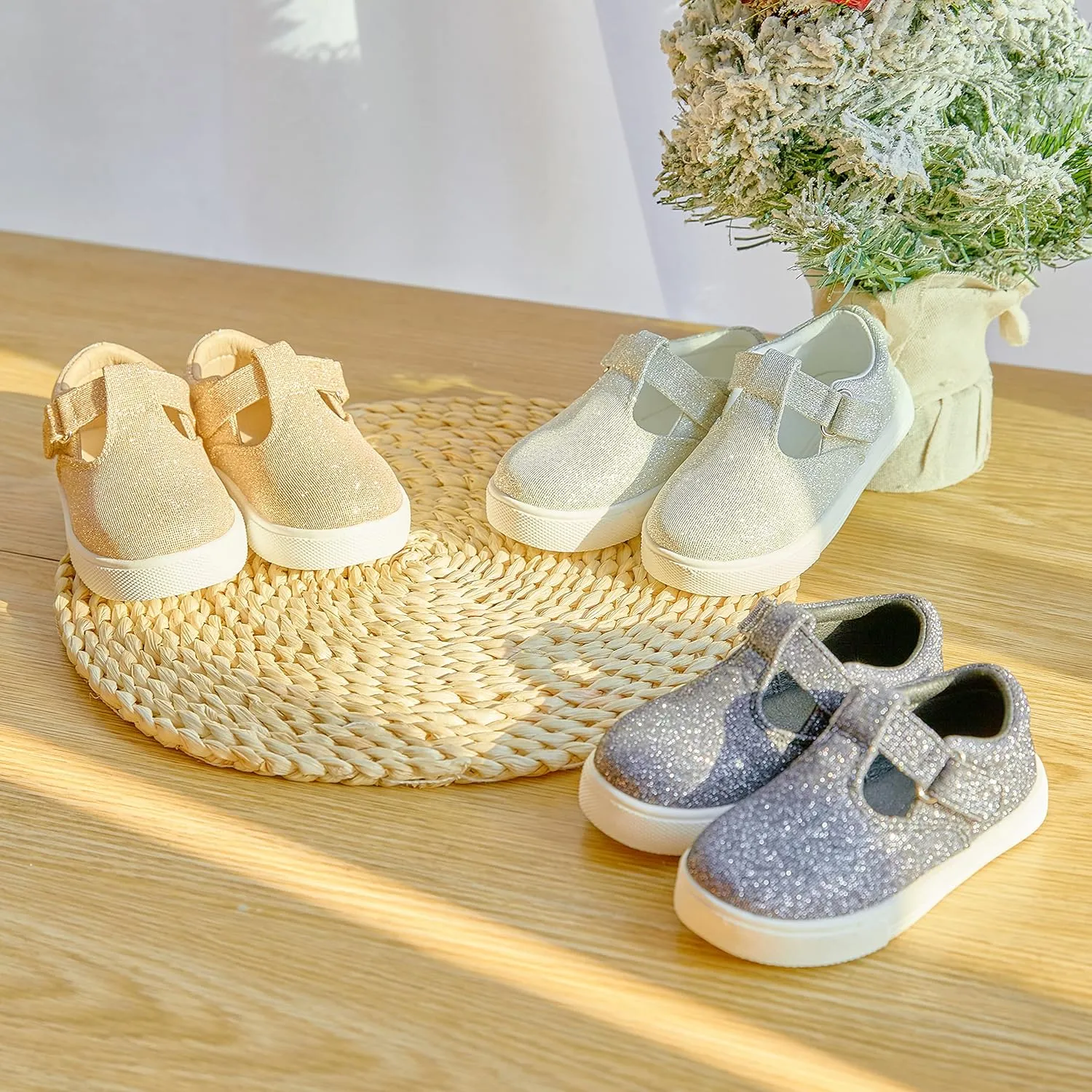 Felix & Flora Toddler/Little Kid Girls Running Shoes Sports Sneakers Princess Casual Glitter Shoes.