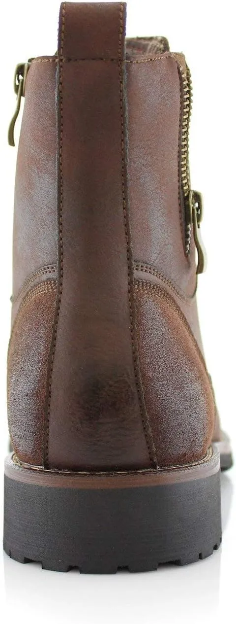 Ferro Aldo Reid MFA808561B Mens Casual Cap Toe Boot Motorcycle Zipper Boots Men
