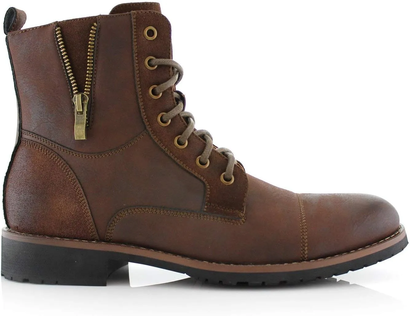 Ferro Aldo Reid MFA808561B Mens Casual Cap Toe Boot Motorcycle Zipper Boots Men