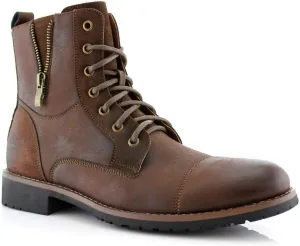 Ferro Aldo Reid MFA808561B Mens Casual Cap Toe Boot Motorcycle Zipper Boots Men