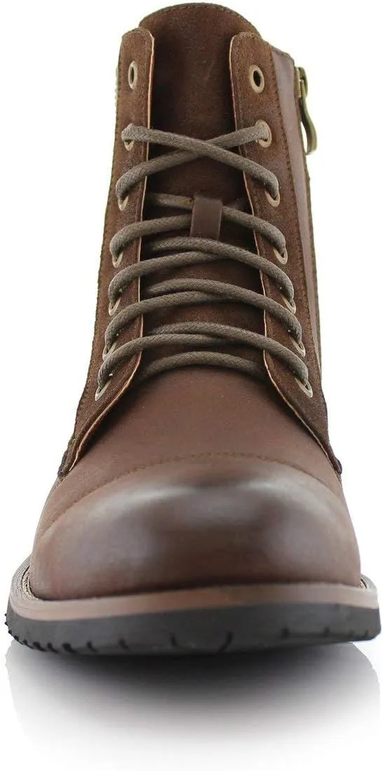 Ferro Aldo Reid MFA808561B Mens Casual Cap Toe Boot Motorcycle Zipper Boots Men