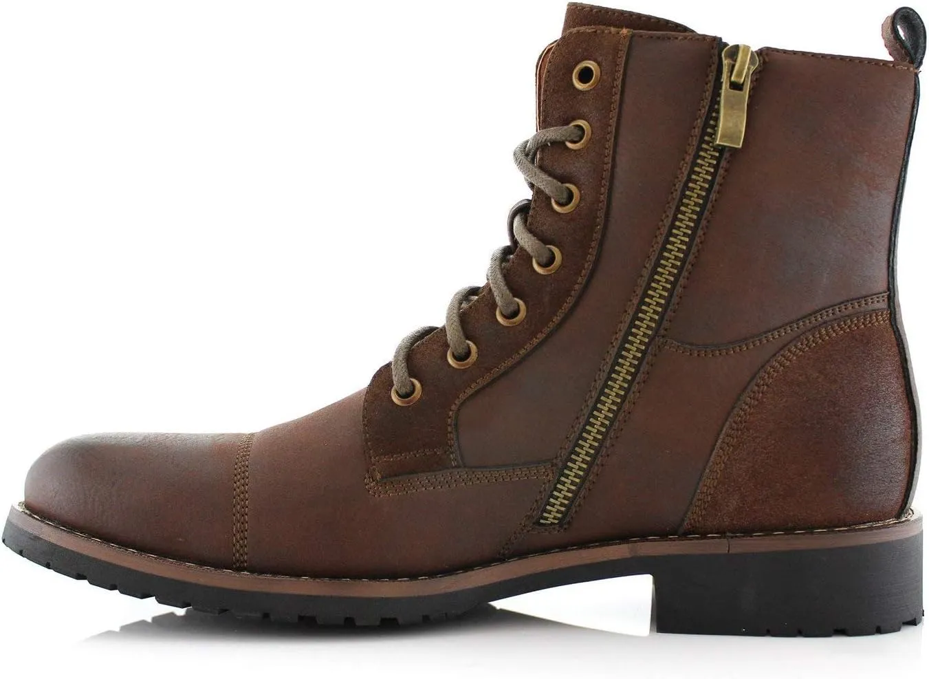 Ferro Aldo Reid MFA808561B Mens Casual Cap Toe Boot Motorcycle Zipper Boots Men