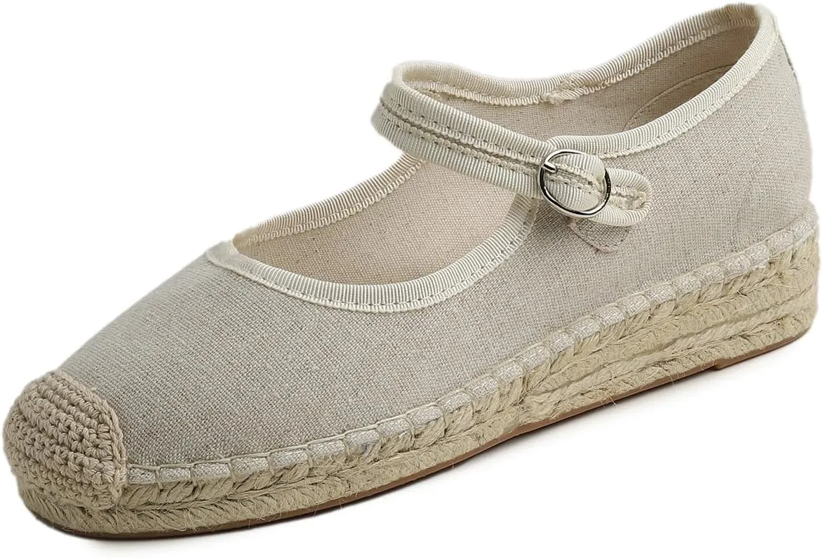 FEVERSOLE Close Toe Espadrilles Women's Comfort Breathable Ankle Strap Low Heel Wedge