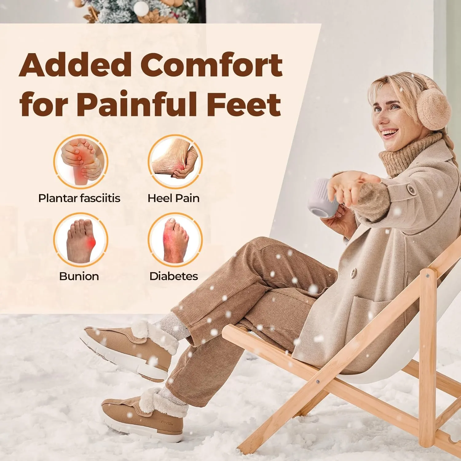 FitVille Diabetic Shoes for Women Wide Width, Warm Adjustable Boots Swollen Feet Shoes for Elderly Foot Pain Relief Plantar Fasciitis Neuropathy