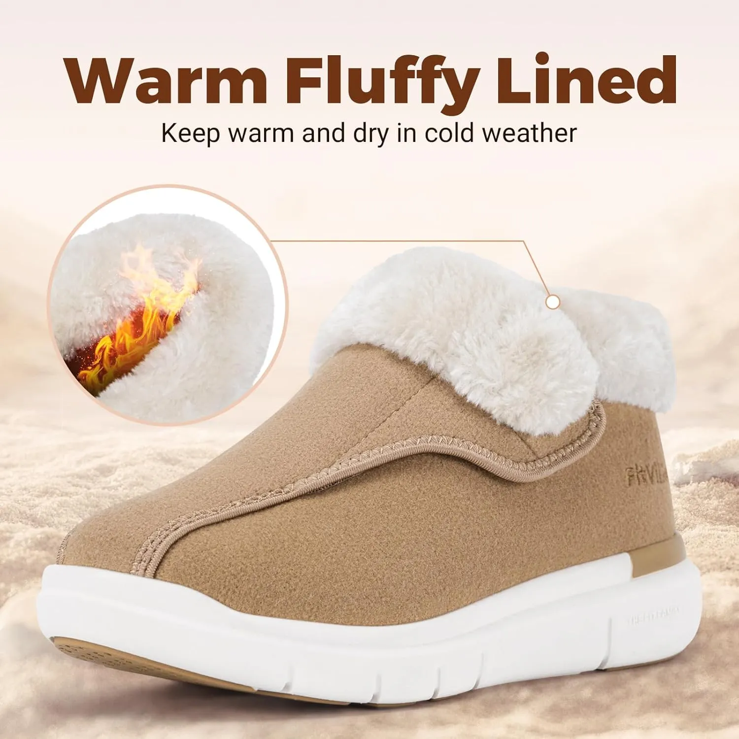 FitVille Diabetic Shoes for Women Wide Width, Warm Adjustable Boots Swollen Feet Shoes for Elderly Foot Pain Relief Plantar Fasciitis Neuropathy
