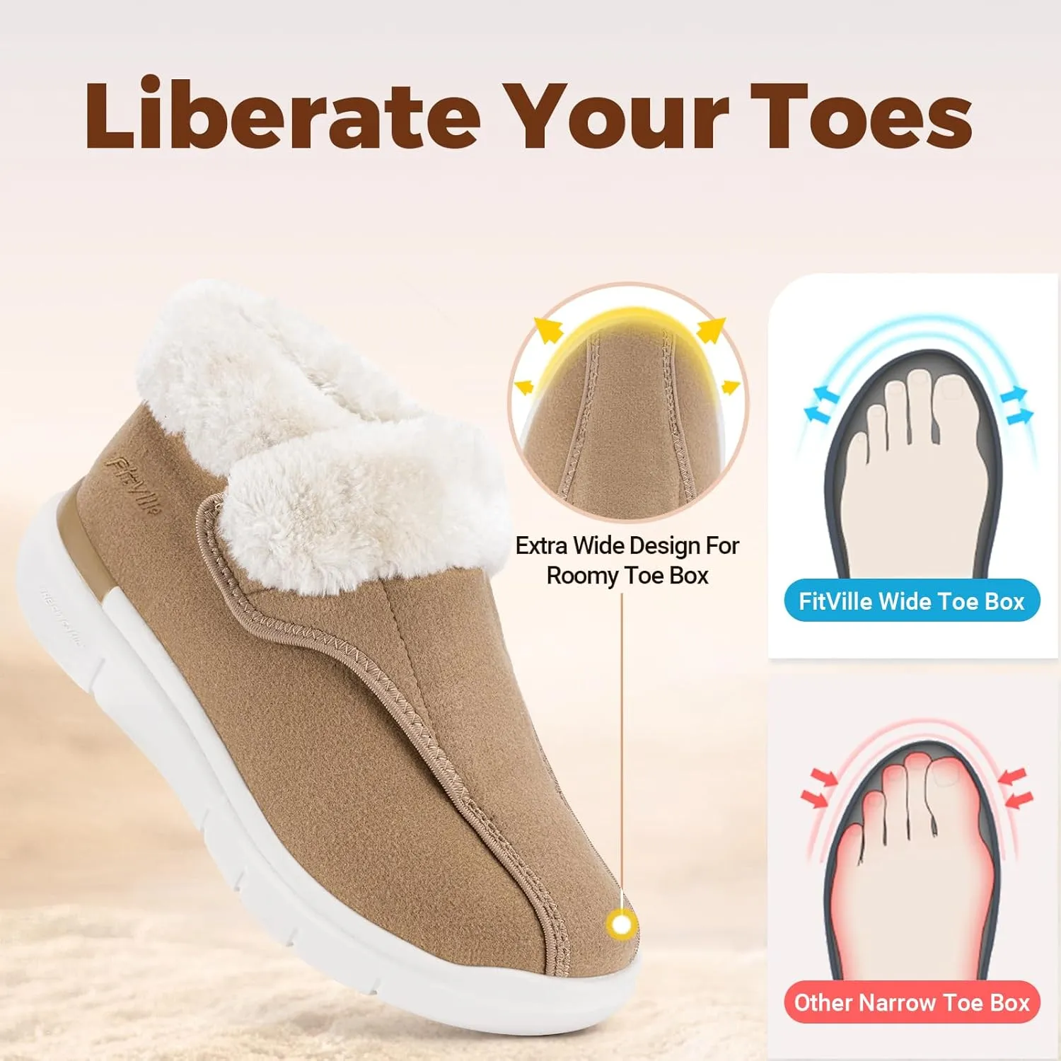 FitVille Diabetic Shoes for Women Wide Width, Warm Adjustable Boots Swollen Feet Shoes for Elderly Foot Pain Relief Plantar Fasciitis Neuropathy