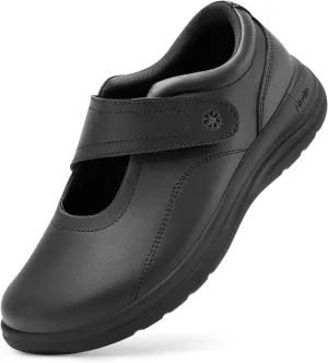 FitVille Women Wide Classic Mary Jane Shoes Flats Casual Dress Shoes Lightweight Comfort Walking Shoes for Plantar Fasciitis Bunions