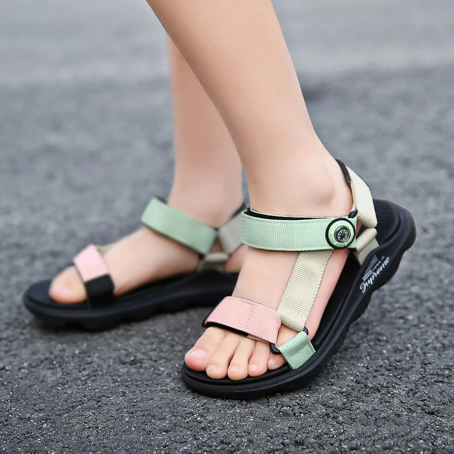 FLIOZY Sandals Girl's Hiking Sandals Kids Adjustable Straps Open Toe Sport Sandals Toddler Summer Sports Outdoor Shoes