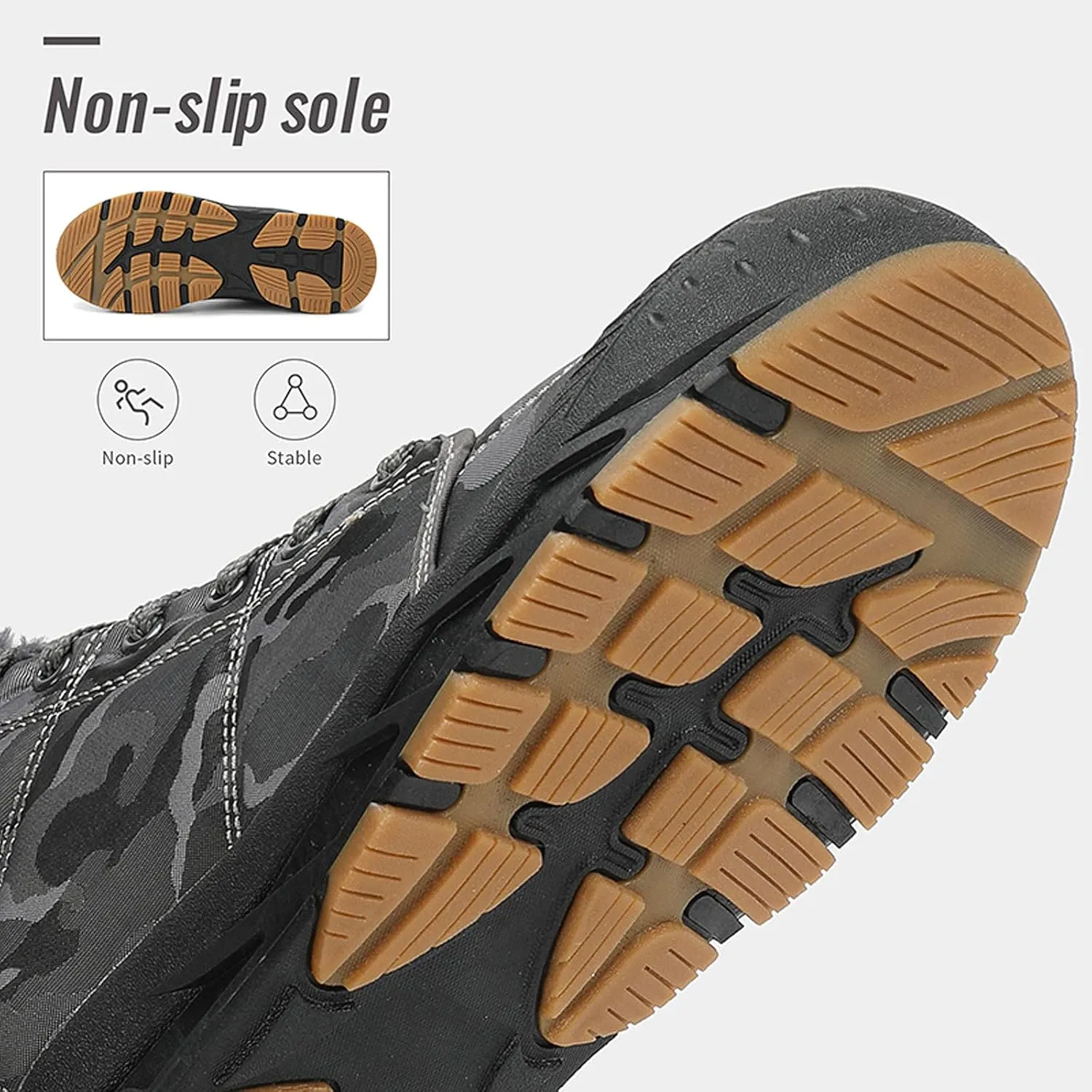 FLIOZY Snow Boots Mens Winter Shoes Fur Lined Warm Snow Ankle Boots Outdoor Winter Trekking Shoes Walking Shoes Hiking Boots