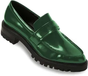 FOWT Women's Low Chunky Heel Loafers Round Toe Platform Flats with Lug Sole Casual Comfortable Slip on Unisex Shoes Driving Walking Traveling,4-16 US Size