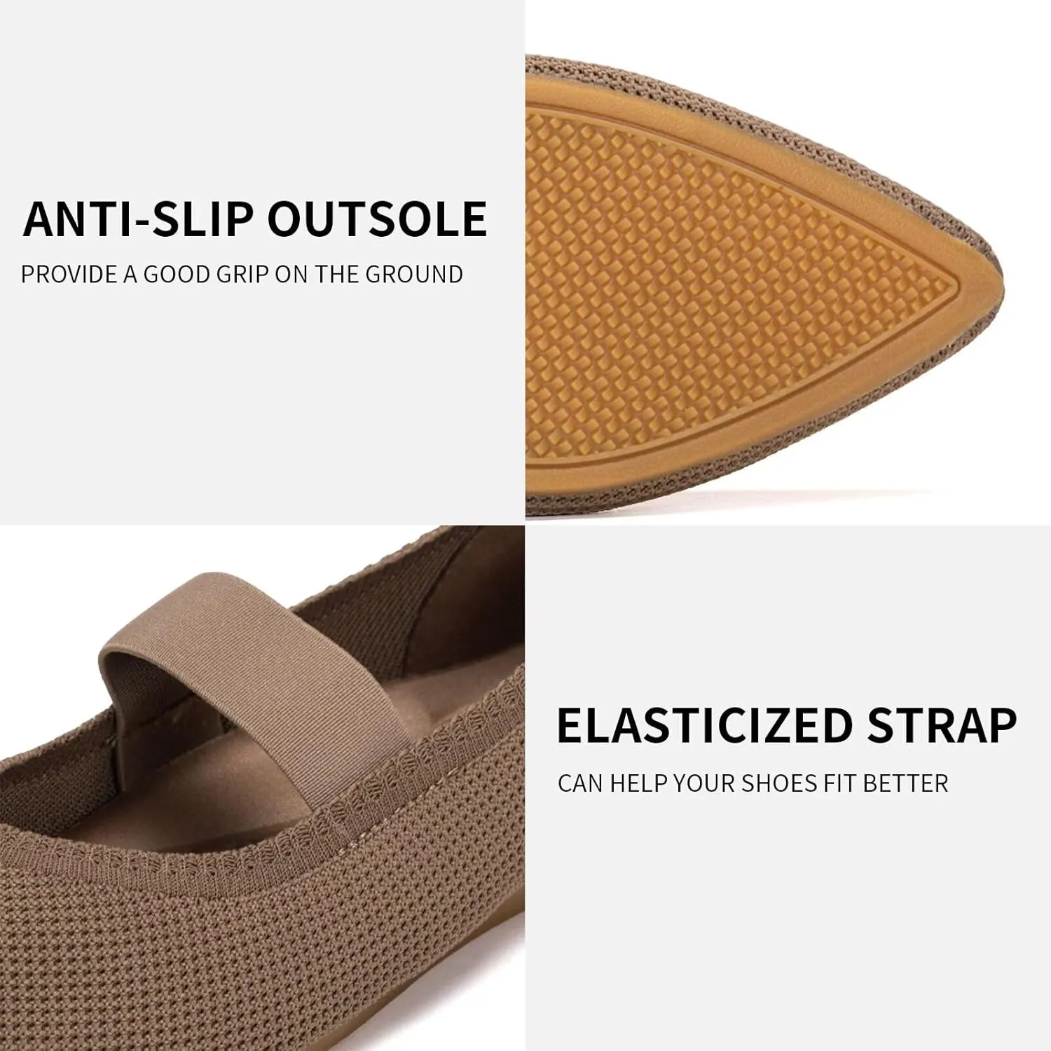 Frank Mully Womens Knit Flats Pointed-Toe Shoes with Elastic Straps Ballerina Flat Shoes for Women Dressy