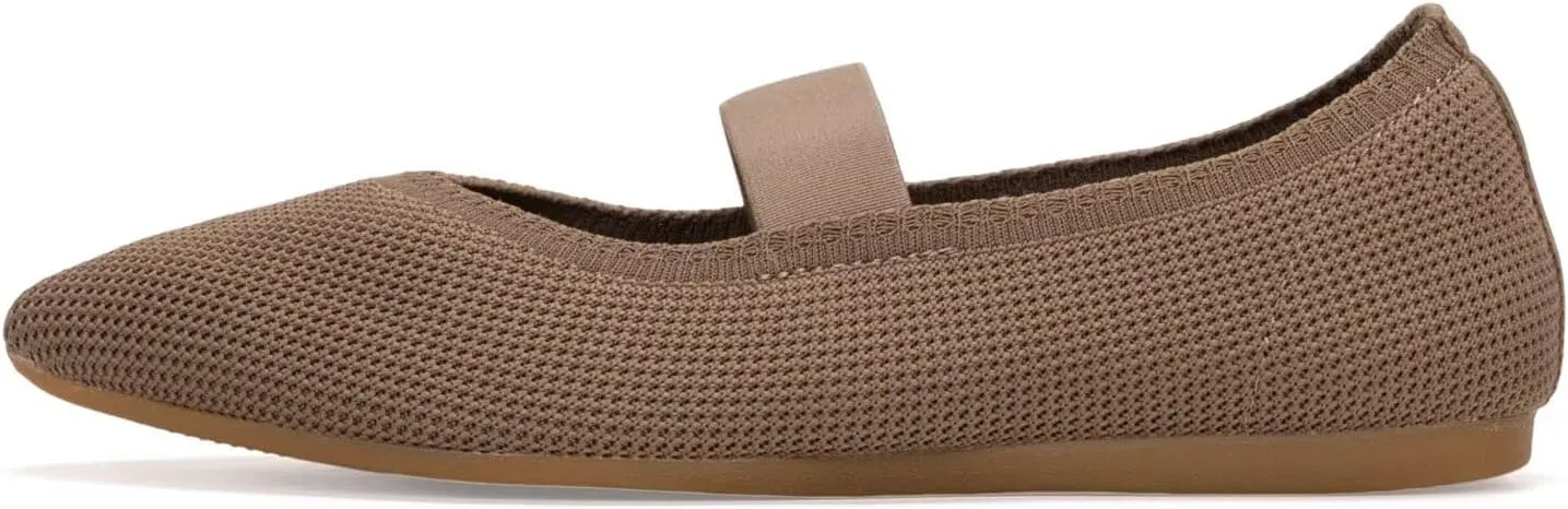 Frank Mully Womens Knit Flats Pointed-Toe Shoes with Elastic Straps Ballerina Flat Shoes for Women Dressy