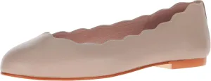 French Sole Jigsaw - Flats for Women - Leather Lining - Rubber Outsole - Scalloped Topline - Rounded Toe Taupe Nappa 9.5 M