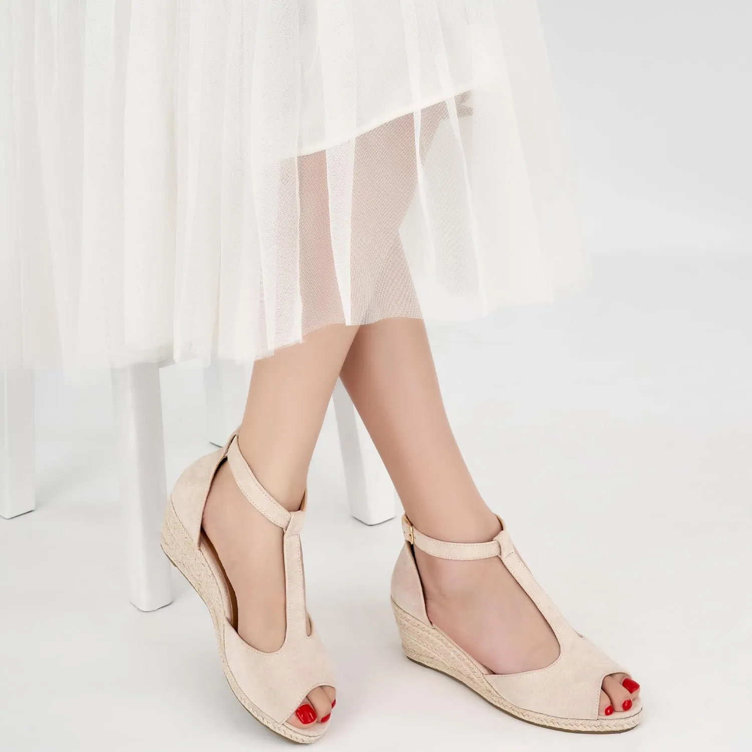 FUDYNMALC Womens Sandals Wedge Heels: Summer Dressy Espadrilles Platforms Shoes Casual Comfortable Open Toe Walking Footwear