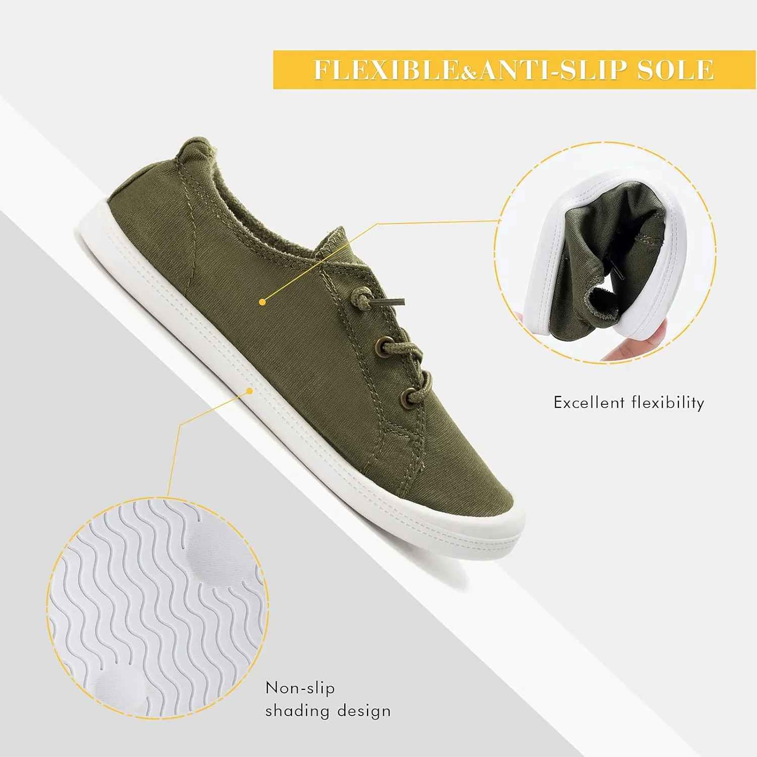 FUNKYMONKEY Shoes for Women, Comfort Low Top Canvas Slip On Sneakers Classic Casual Walking Shoes