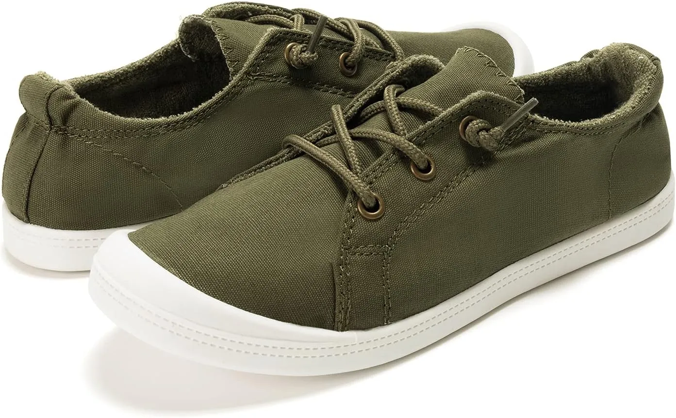 FUNKYMONKEY Shoes for Women, Comfort Low Top Canvas Slip On Sneakers Classic Casual Walking Shoes