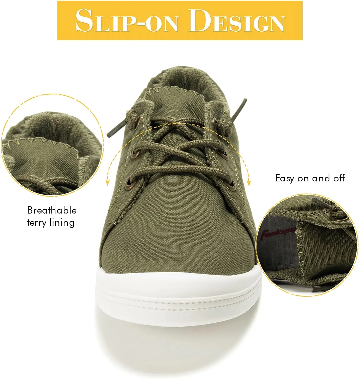 FUNKYMONKEY Shoes for Women, Comfort Low Top Canvas Slip On Sneakers Classic Casual Walking Shoes