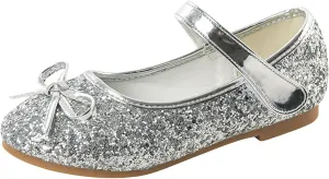 Girls Glitter Princess Dress Shoes Cute Bowknot Mary Jane Low Heels Party Wedding Prom Footwear for Toddler Kids
