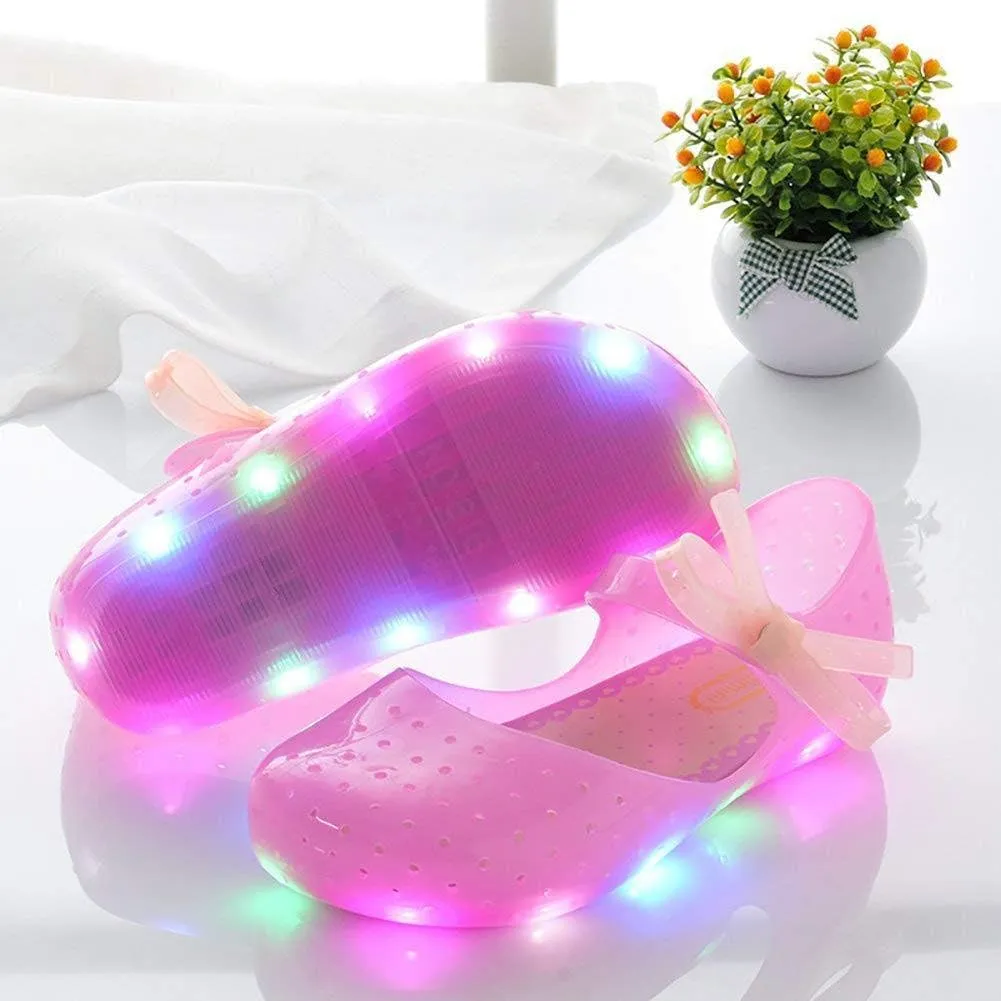 Girls Led Light Up Shoes Jelly Bowknot Toddler Sandals Kids