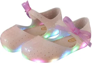 Girls Led Light Up Shoes Jelly Bowknot Toddler Sandals Kids